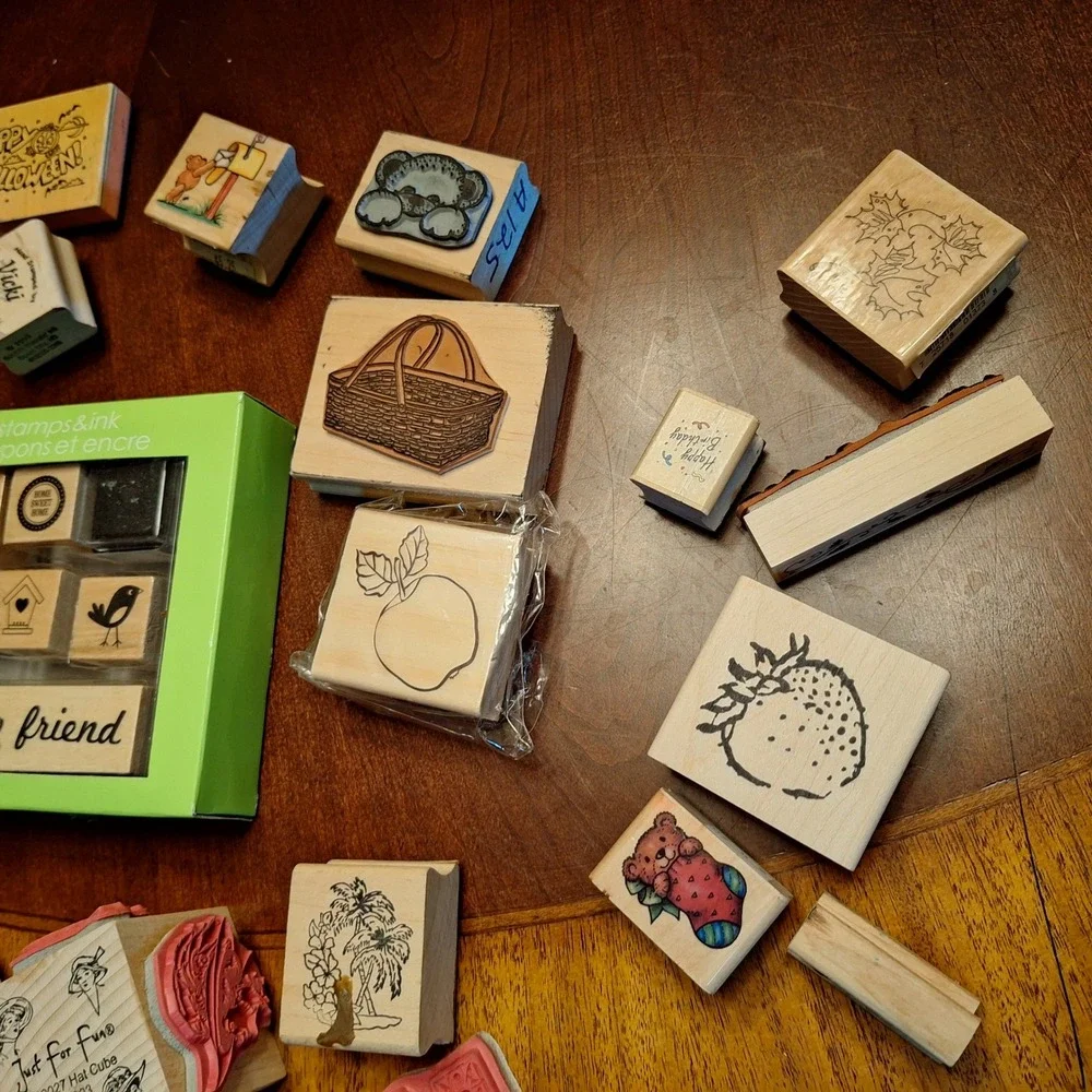 Huge Rubber Stamp Lot Wood Mounted Holiday Nature Studio G Hampton Art Hero Arts
